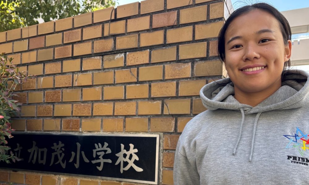 女子ラグビー選手の弘津悠さんがラグビーを通じて、お互いを尊重する大事さを伝えました